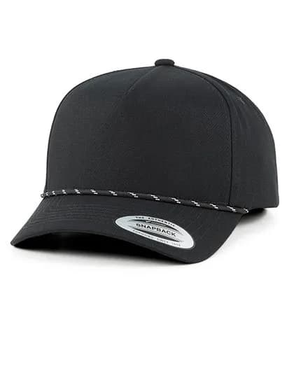 YP Classics Retro Cotton Blend 5-Panel Snapback Cap with Braided Rope – Schwarz