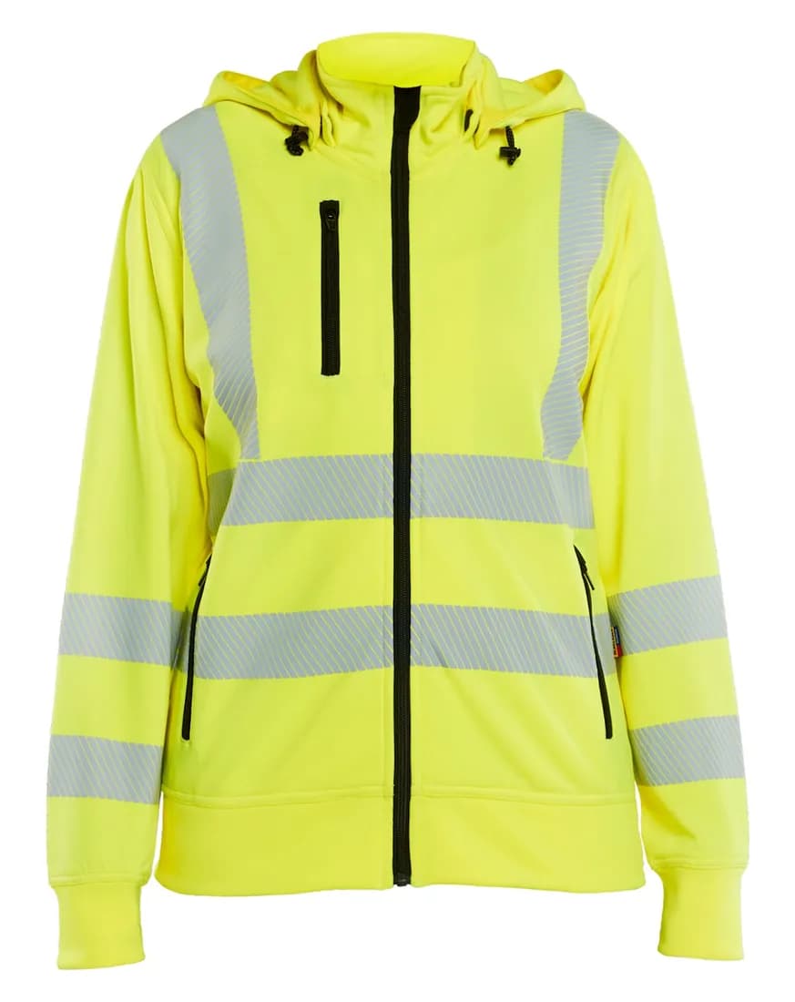 Damen High Vis Sweatjacke mit abnehmbarer Kapuze