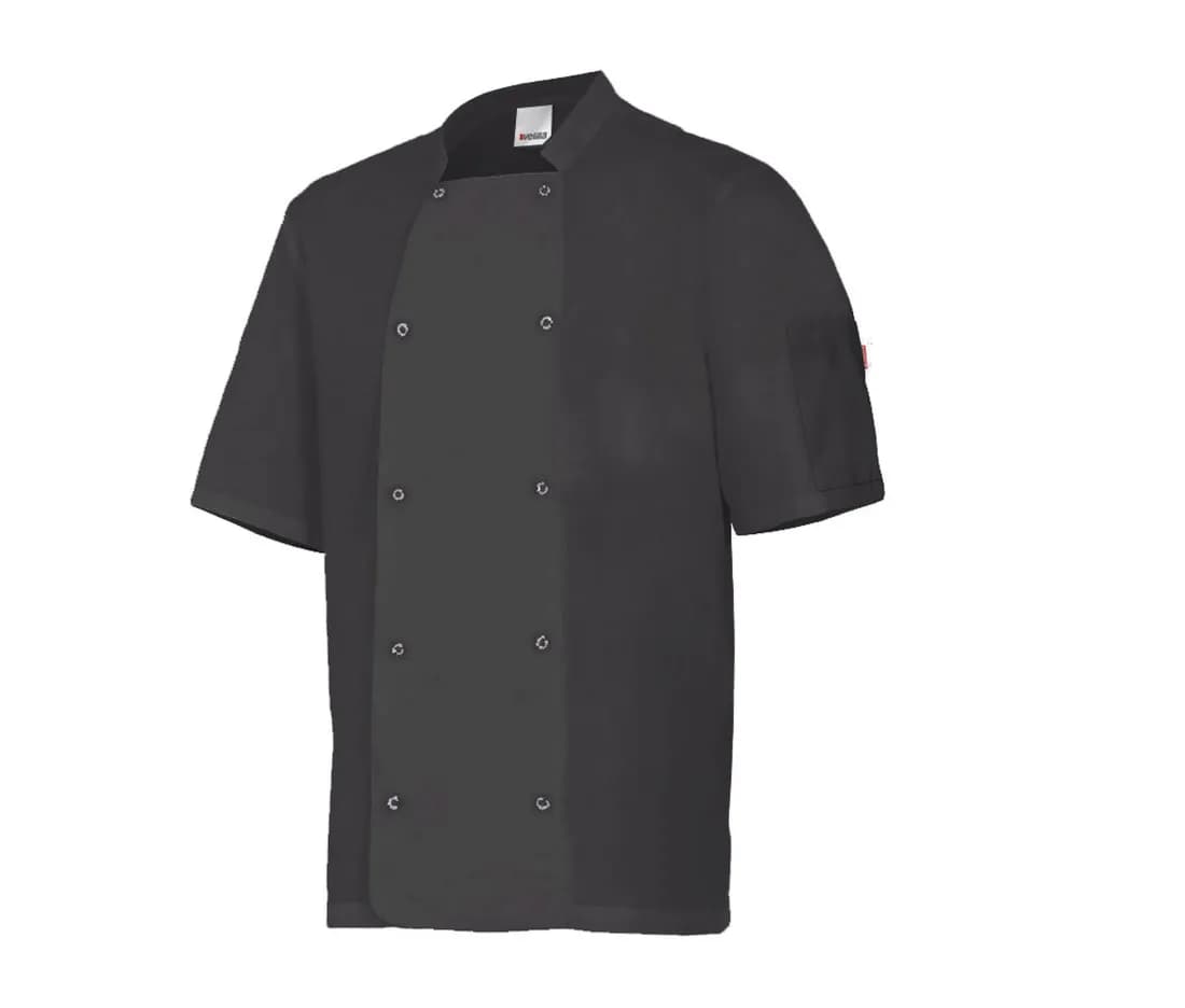 Kochjacke Kurzarm mit Druckknöpfen – Schwarz
