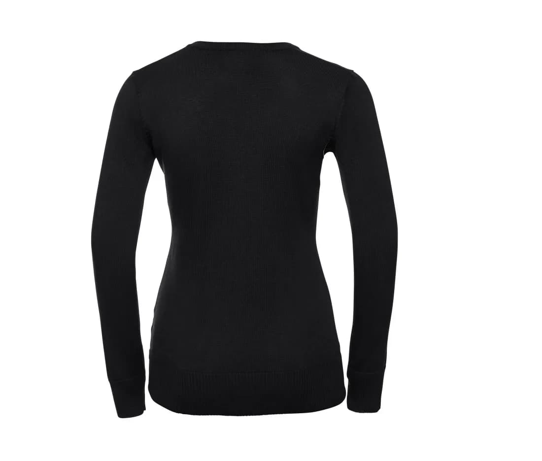 Pull en maille col V femme – Noir – vue de dos