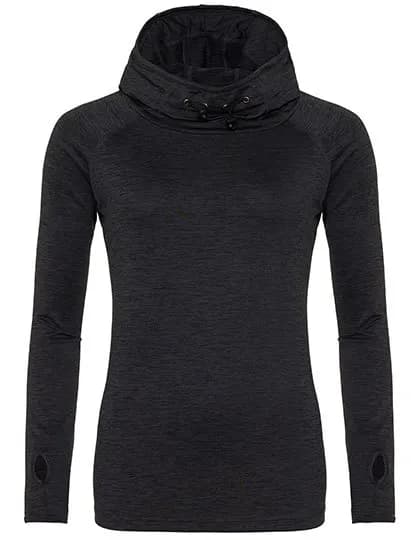 Women’s Cool Cowl Neck Top – Schwarz meliert