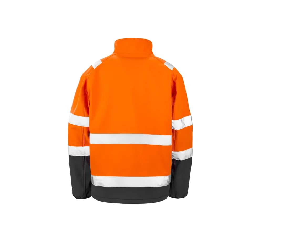 Bedruckbare Warnschutz-Softshelljacke – Warnorange / Schwarz – Rückansicht