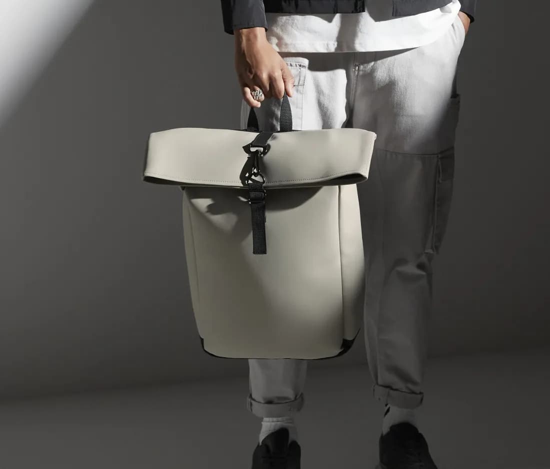 Matte Pu Roll-Top Backpack