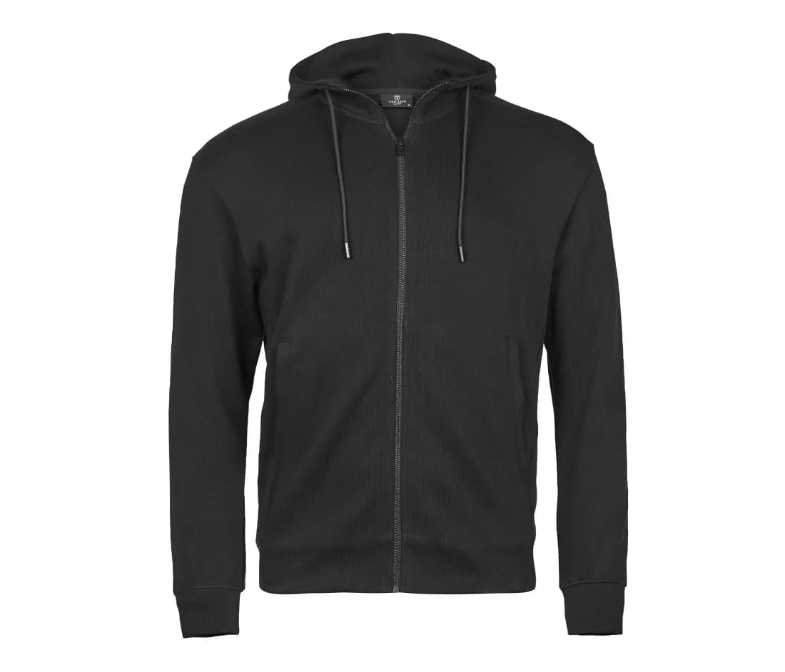 Ribbed Interlock Hoodie mit Vollreissverschluss