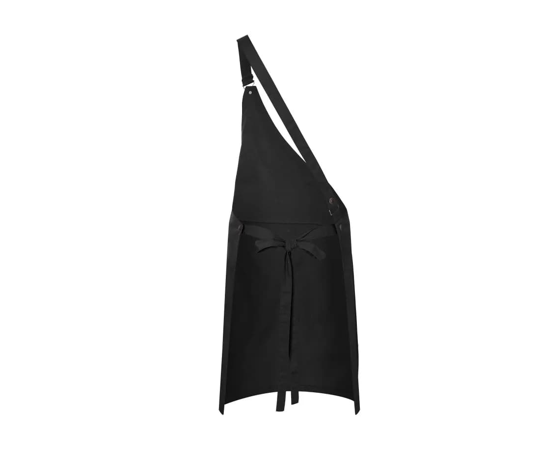 Tablier à bavette asymétrique «Classic» avec poche – Noir – vue de dos