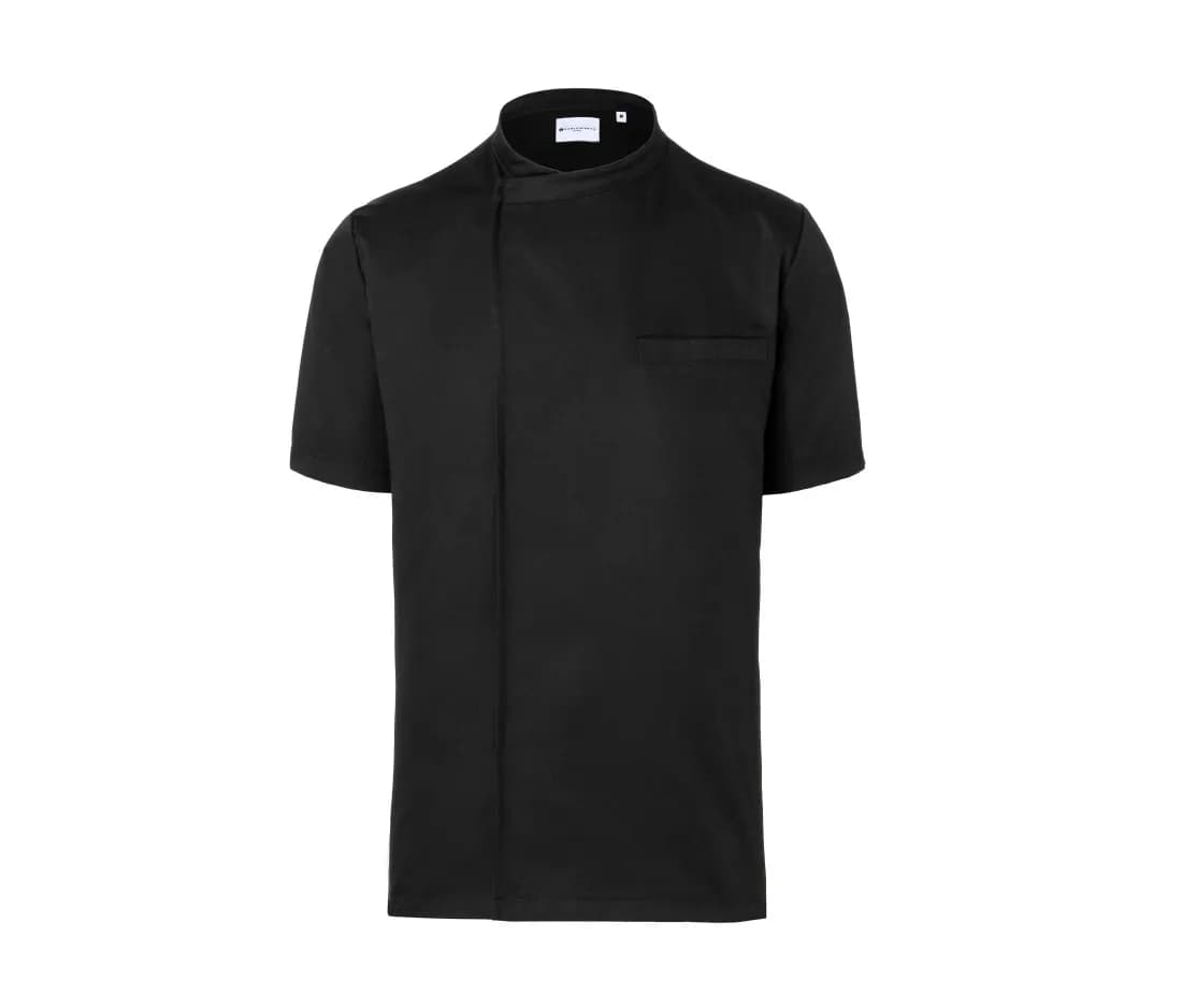 Short Sleeve Throw-Over Chef Shirt Basic – Schwarz