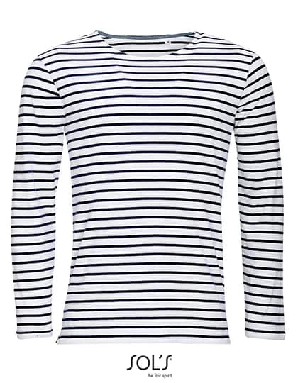 Men’s Long Sleeve Striped T-Shirt Marine – Weiss / Marine