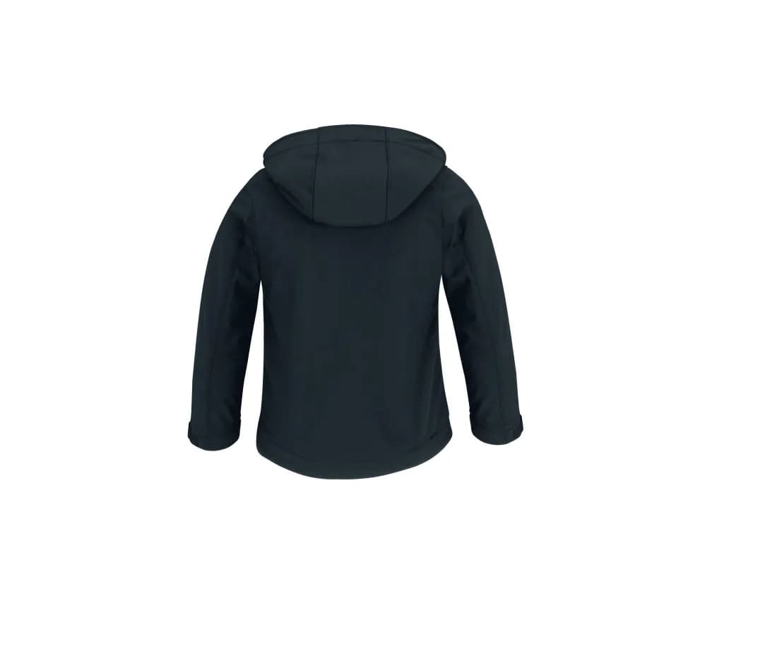Kinder Softshelljacke mit Kapuze – Marine – Rückansicht