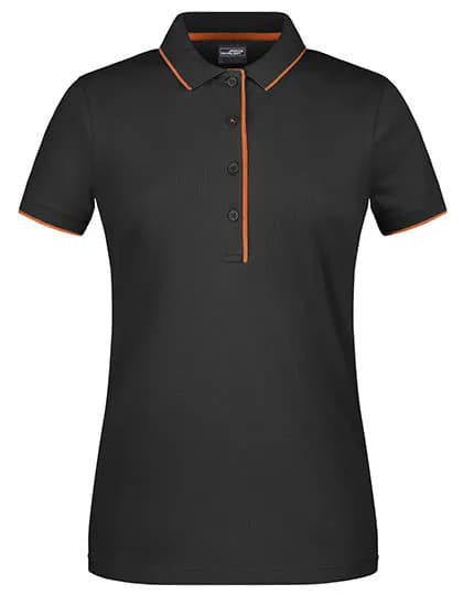 Ladies’ Polo Stripe – Schwarz / Orange