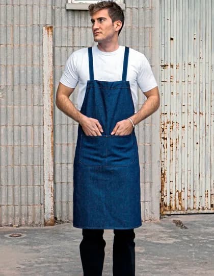 Hobby apron with cross bands and pocket – Denim