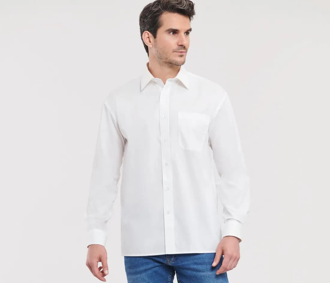 Men's Long Sleeve Classic Pure Cotton Poplin Shirt