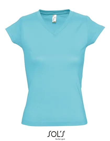 Women’s V-Neck-T-Shirt Moon – Türkis