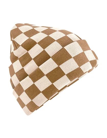 Checkerboard Beanie – Beige