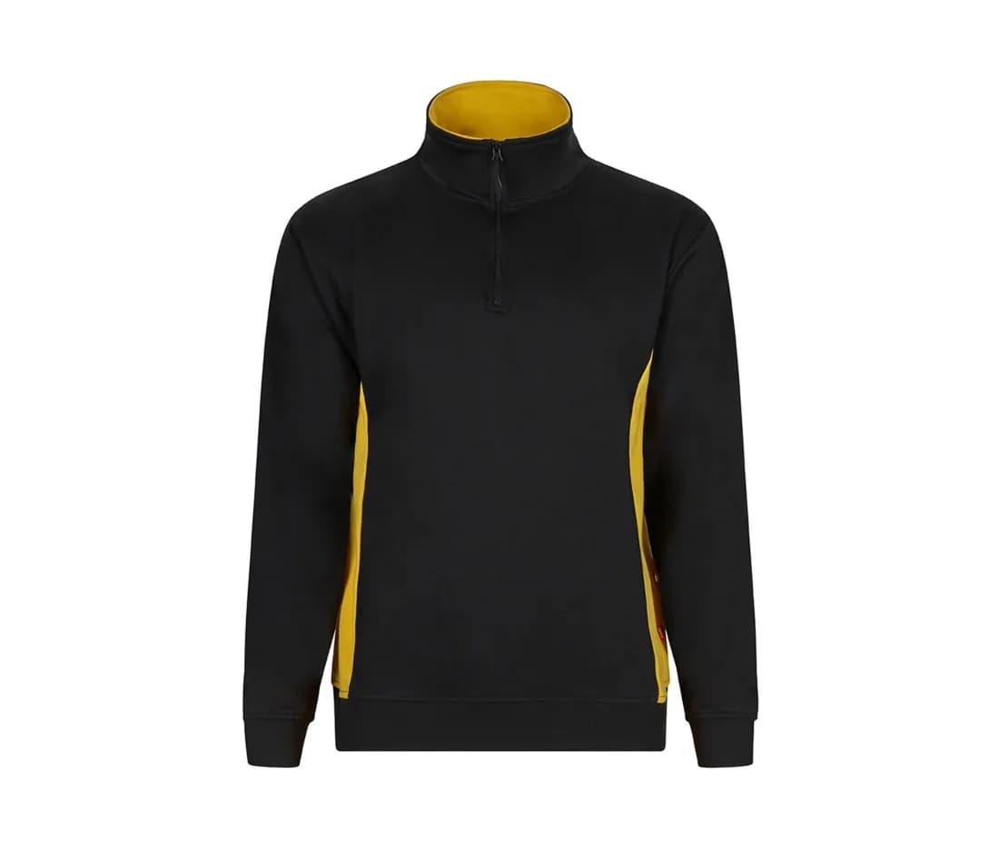 Two-Tone Half-Zip Sweatshirt – Zweifarbiges Sweatshirt – Schwarz / Gelb