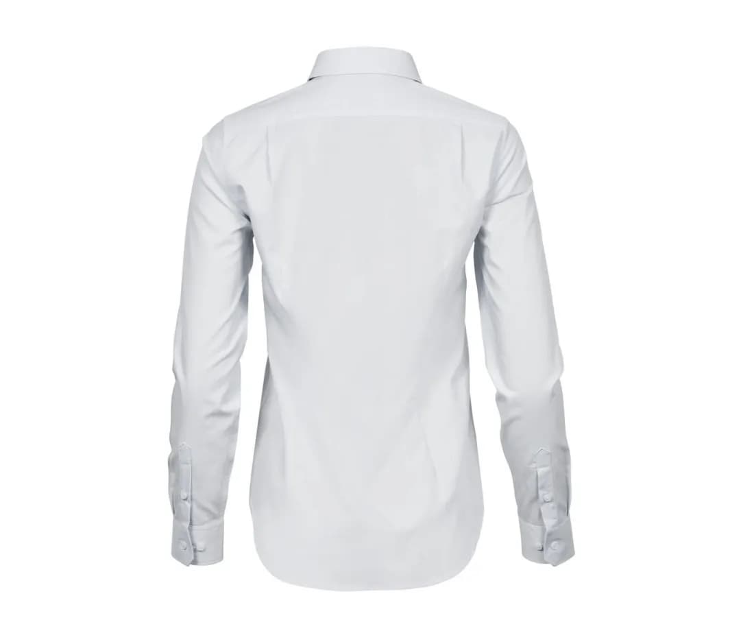 Damen Stretch-Bluse «Luxury» – Weiss – Rückansicht