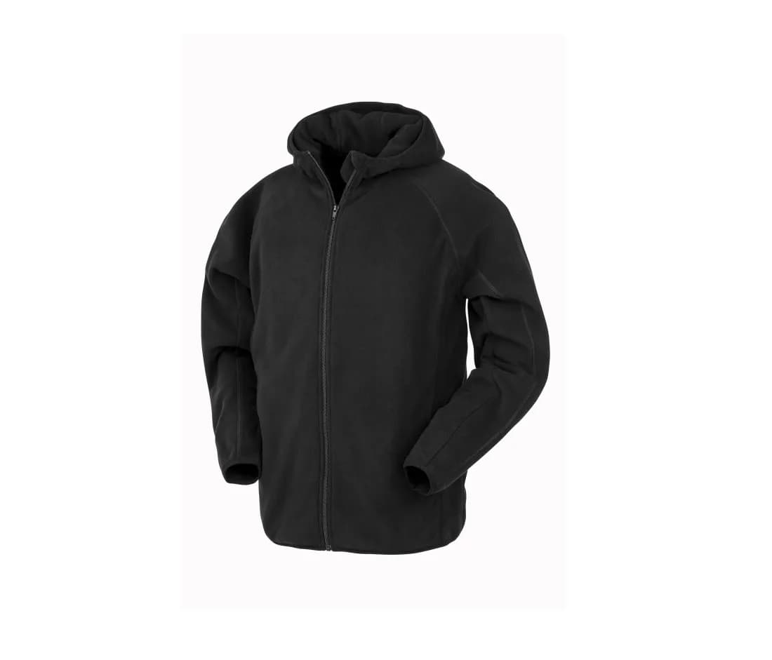 Recycelte Mikrofleecejacke mit Kapuze – Schwarz
