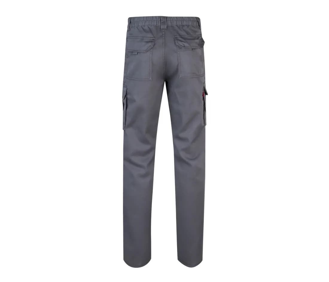 Stretch Arbeitshose mit Mehrfachtaschen – Grau – Rückansicht