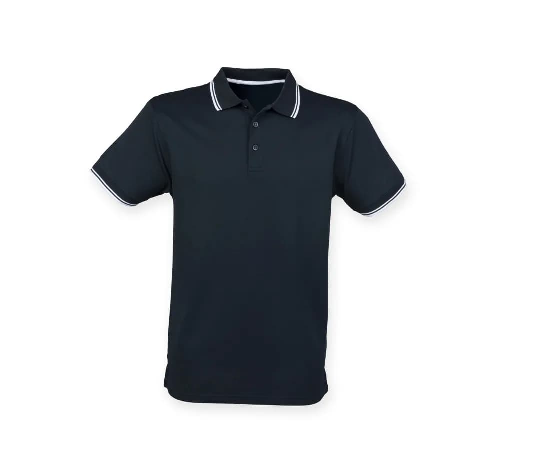Poloshirt «Coolplus®» mit Kontraststreifen – Marine / Weiss