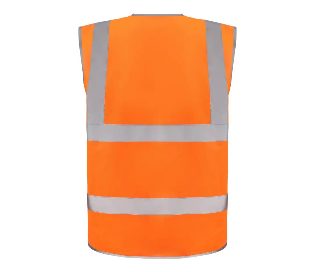 Hi-Vis Zip Id Reflective Border Waistcoat – Warnorange – Rückansicht