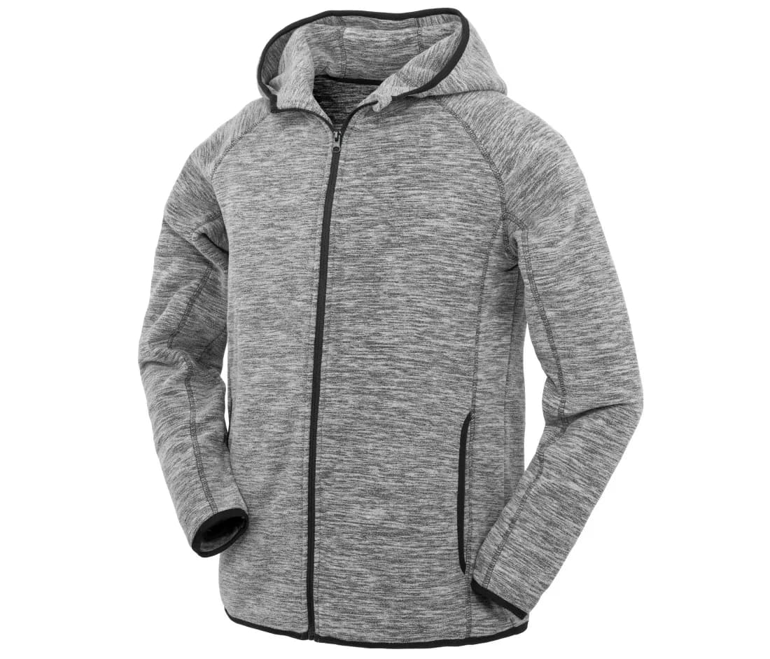 Herren Microfleece-Hoodie mit Reissverschluss – Grau / Schwarz