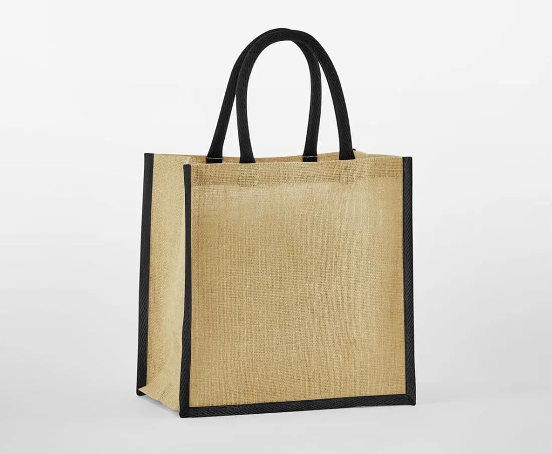 Mini sac cadeau en jute amidonné – Naturel / Noir