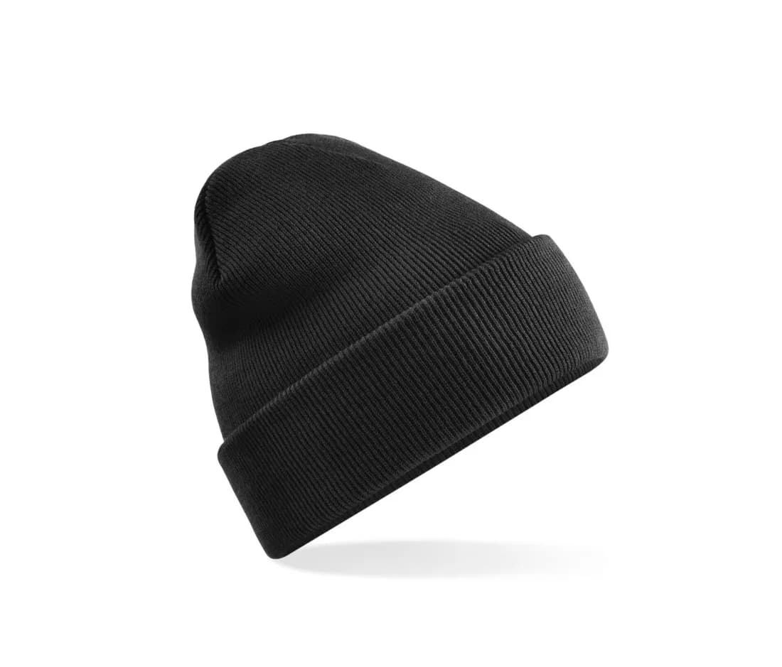 Recycelte Beanie «Original» mit Umschlag – Schwarz