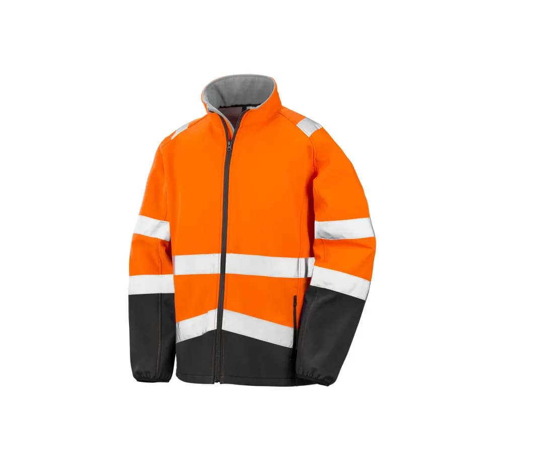 Bedruckbare Warnschutz-Softshelljacke – Warnorange / Schwarz