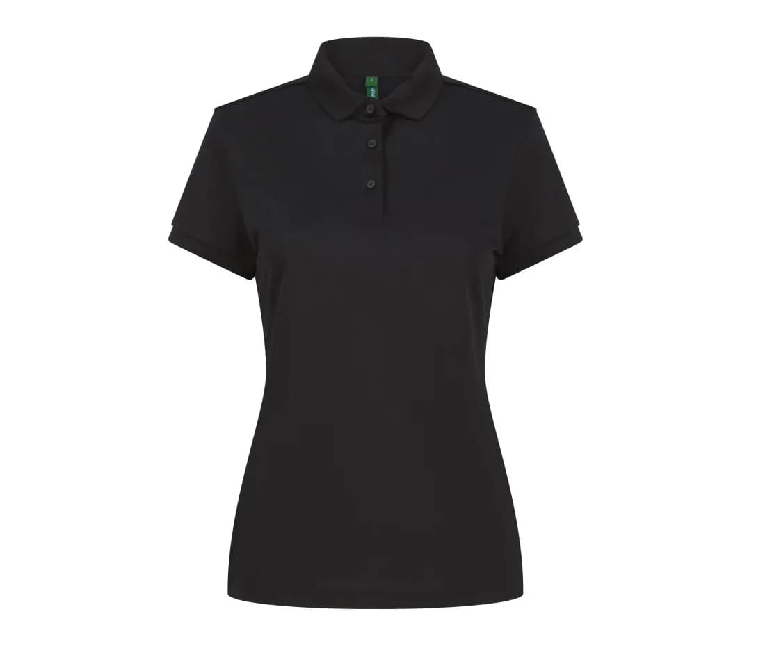 Damen Poloshirt aus recyceltem Polyester – Schwarz