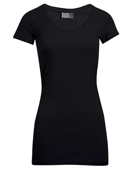 Women’s Slim Fit V-Neck-T Long – Schwarz