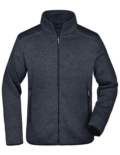 Men’s Knitted Fleece Jacket – Anthracite chiné / Argent
