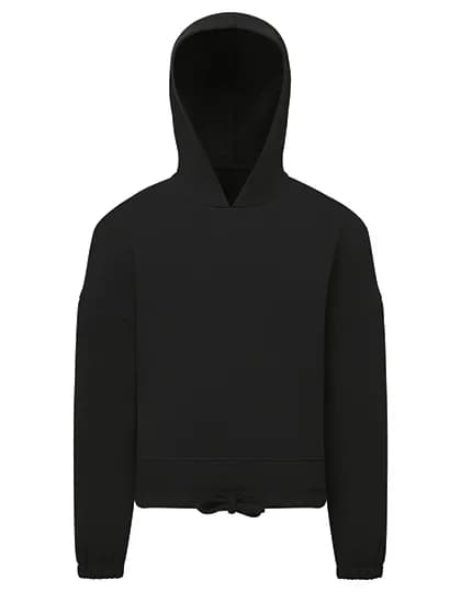 Kids Recycled Cropped Oversize Hoodie – Schwarz