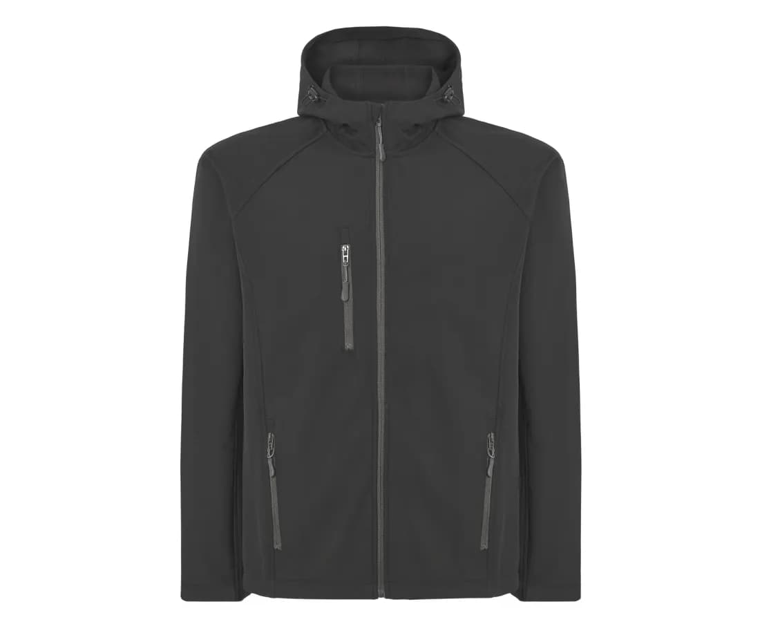 Softshelljacke mit Kapuze – Schwarz