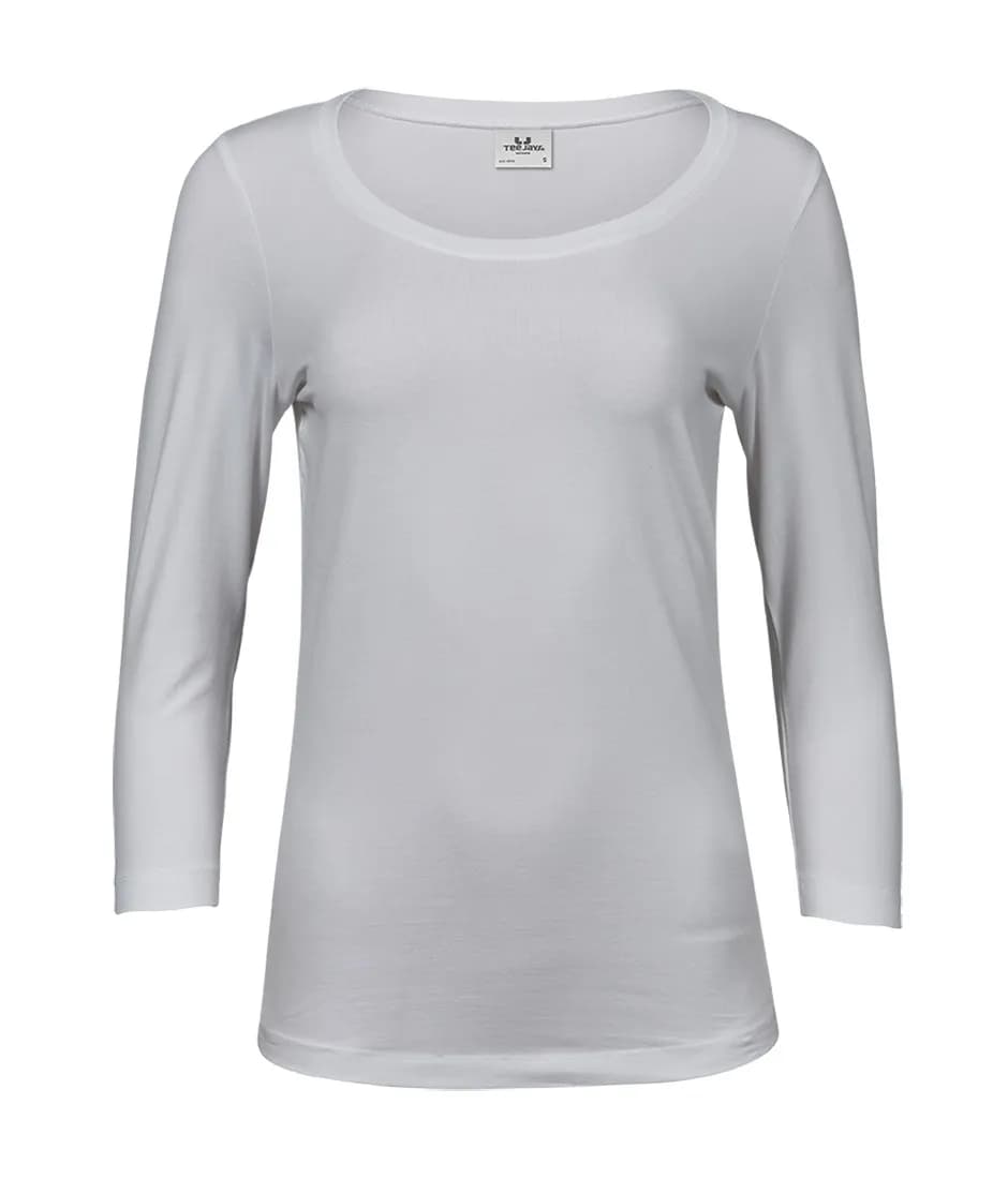 T-shirt stretch manches 3/4 femme – Blanc