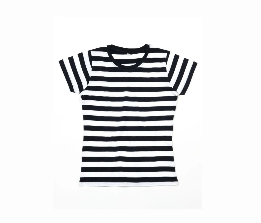 Damen Streifen-T-Shirt – Schwarz / Weiss