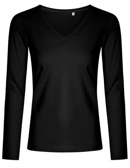 Women’s V-Neck T-Shirt Long Sleeve – Noir