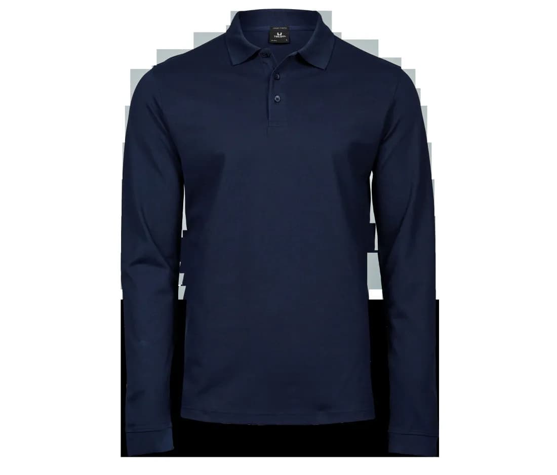 Luxury Stretch Long Sleeve Polo – Marine