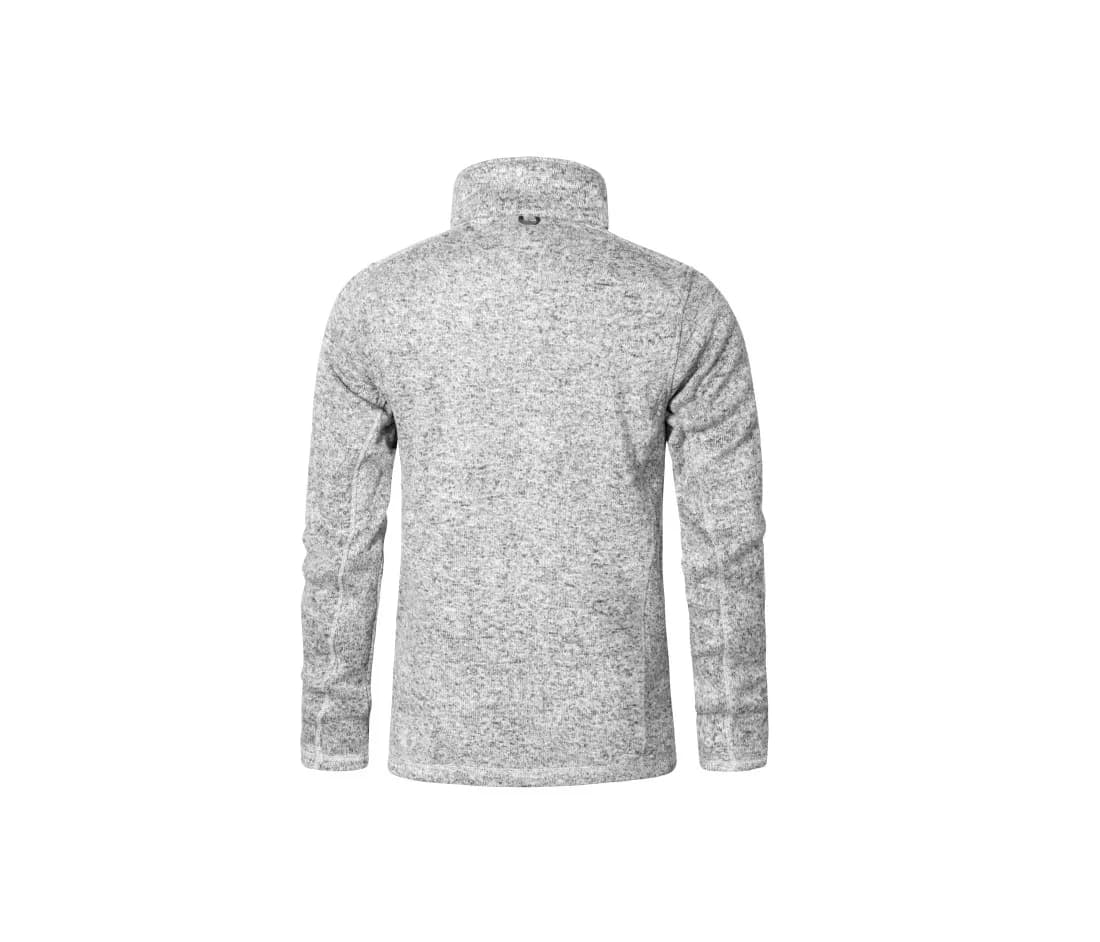Herren Strickfleecejacke C+ – Grau meliert – Rückansicht
