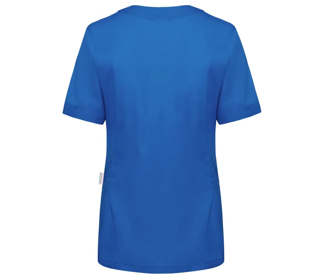 Damen Kurzarm-Kasack «Essential» – Royalblau – Rückansicht