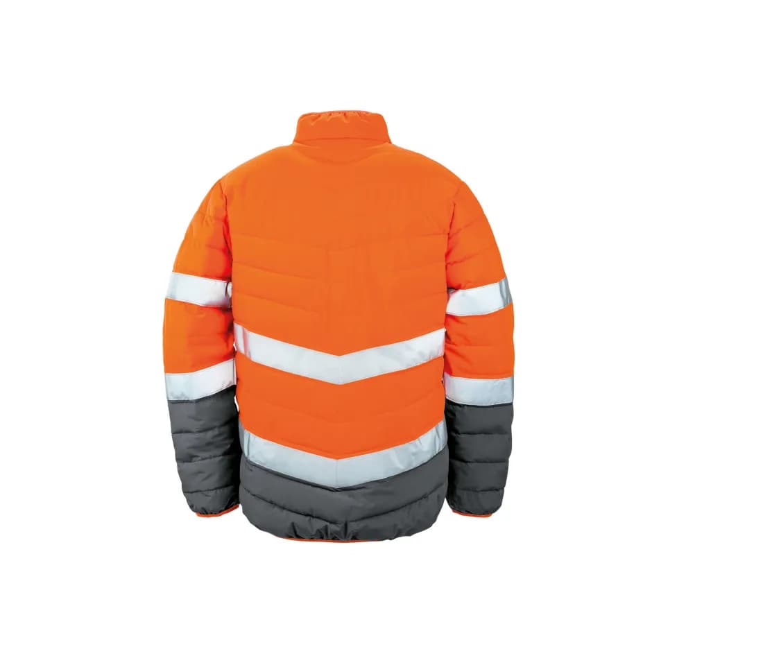 Wattierte Warnschutzjacke – Warnorange – Rückansicht