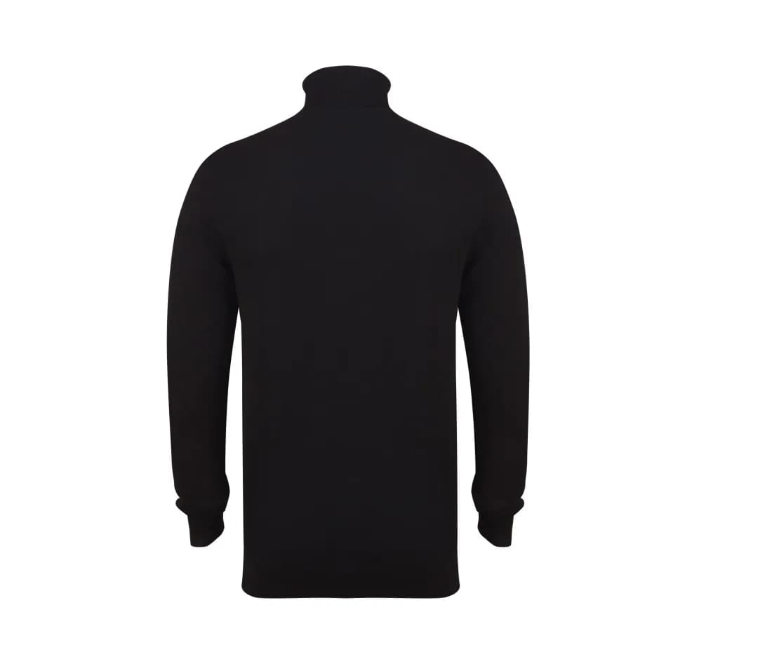 Herren Rollkragenpullover – Schwarz – Rückansicht