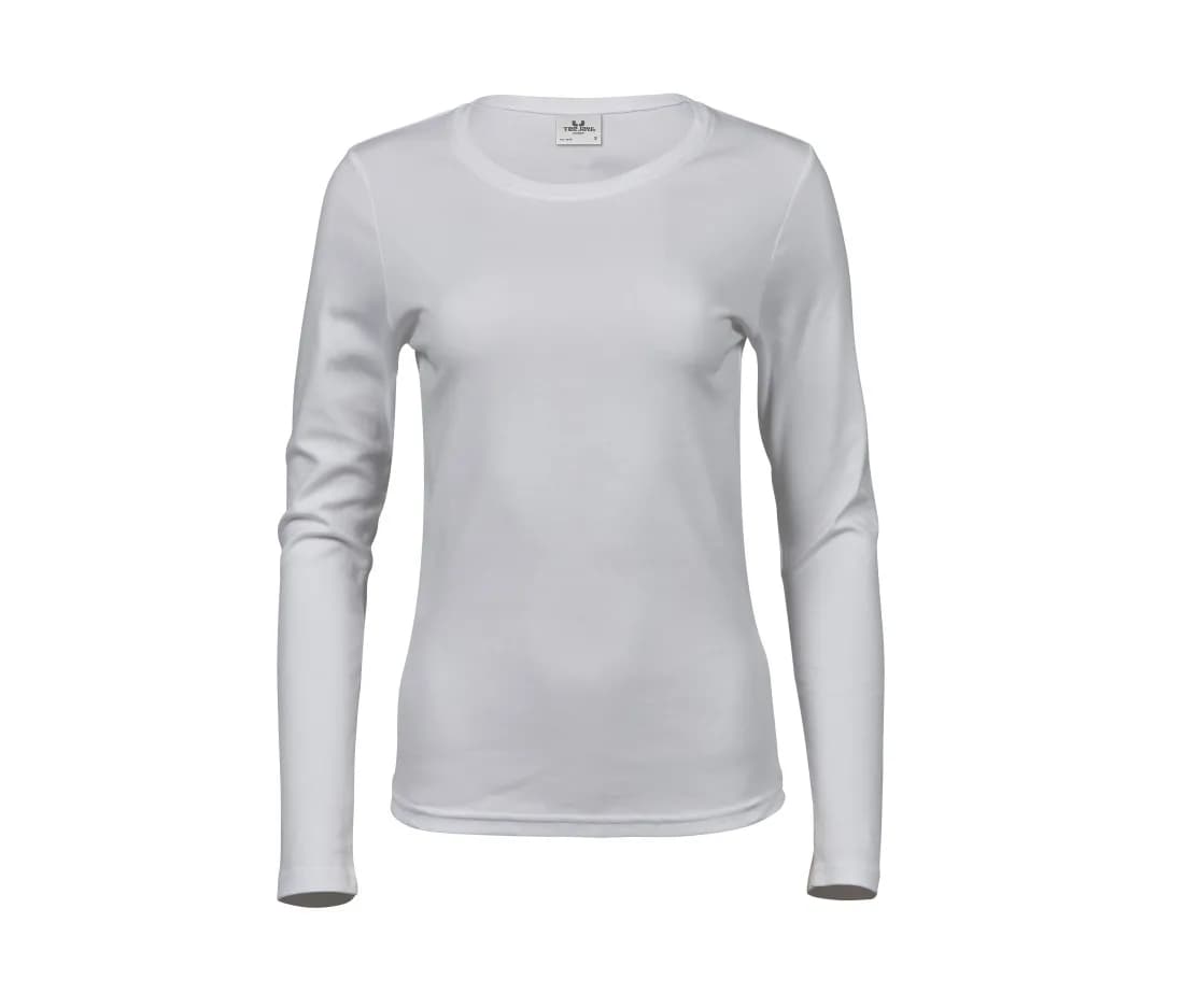 Damen Langarmshirt aus Interlock – Weiss