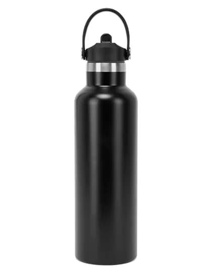 Vacuum Sports Water Bottle with Flip Up Straw – Schwarz