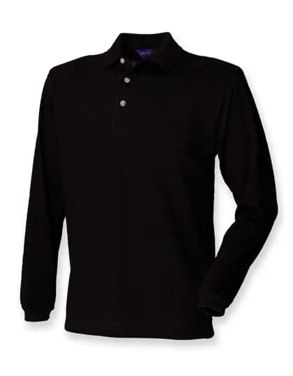Long Sleeved Cotton Piqué Polo Shirt – Noir