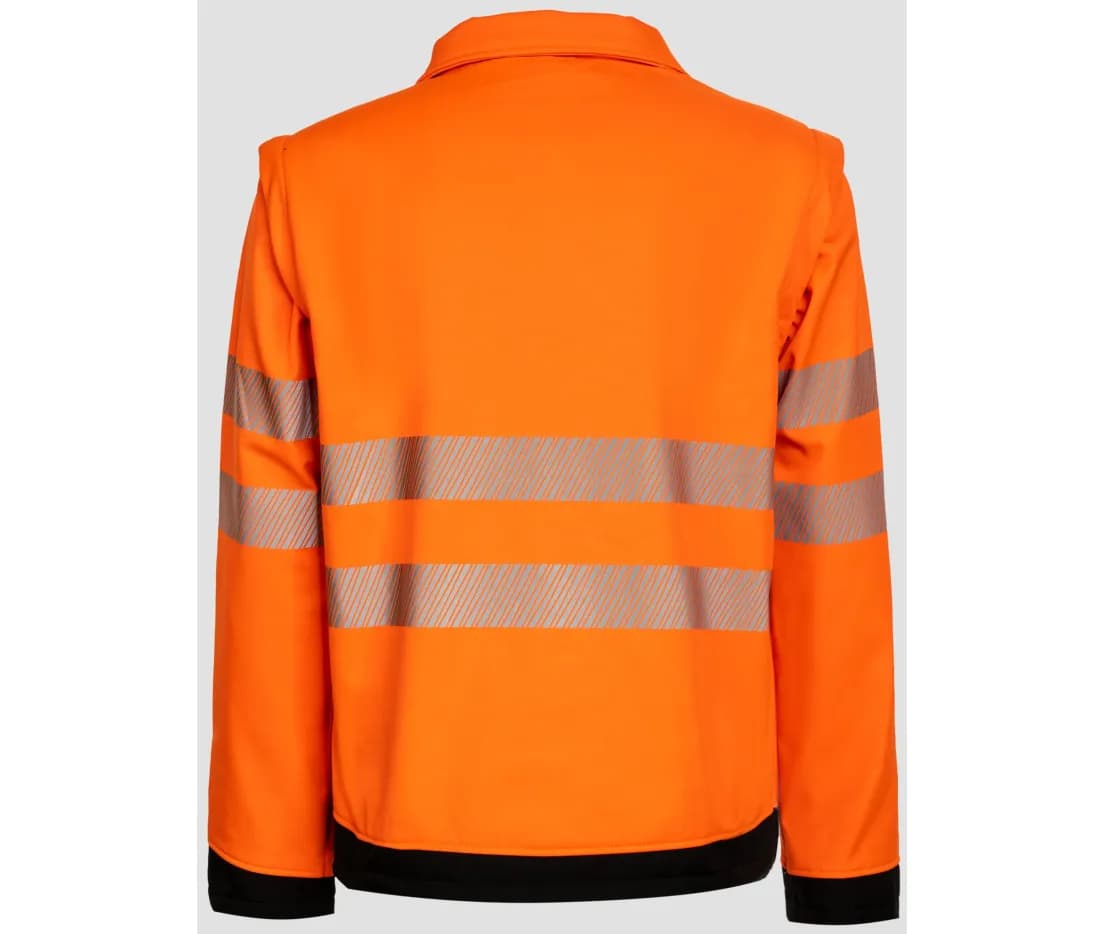 Warnschutz-Softshelljacke «Eos» – Orange / Schwarz – Rückansicht