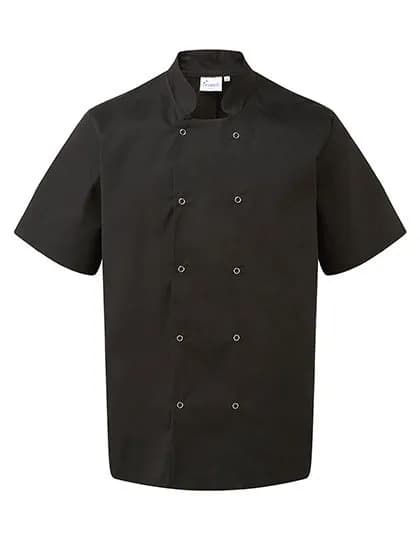 Studded Front Short Sleeve Chef’s Jacket – Noir