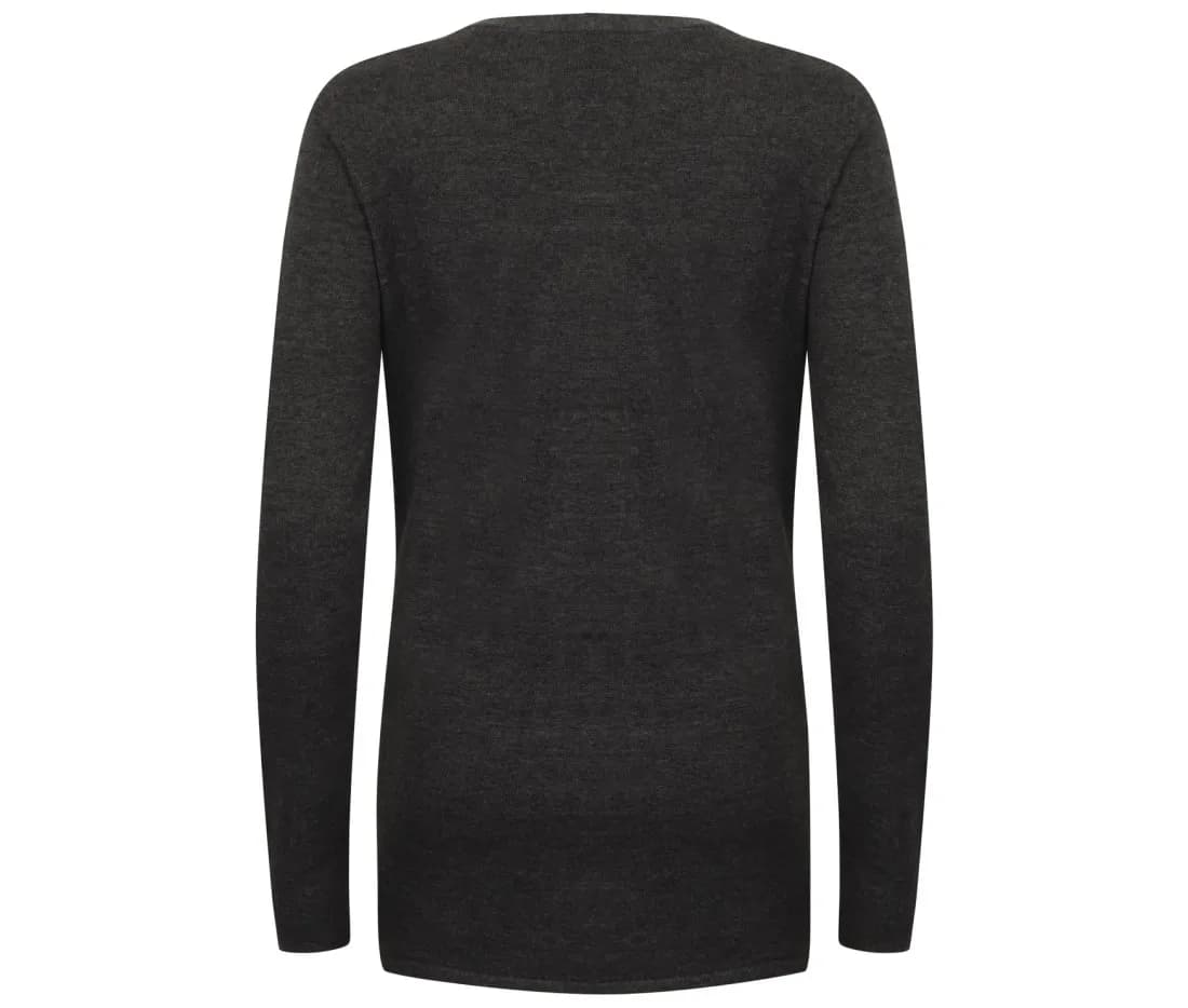 Damen Cardigan mit V-Ausschnitt – Grau meliert – Rückansicht