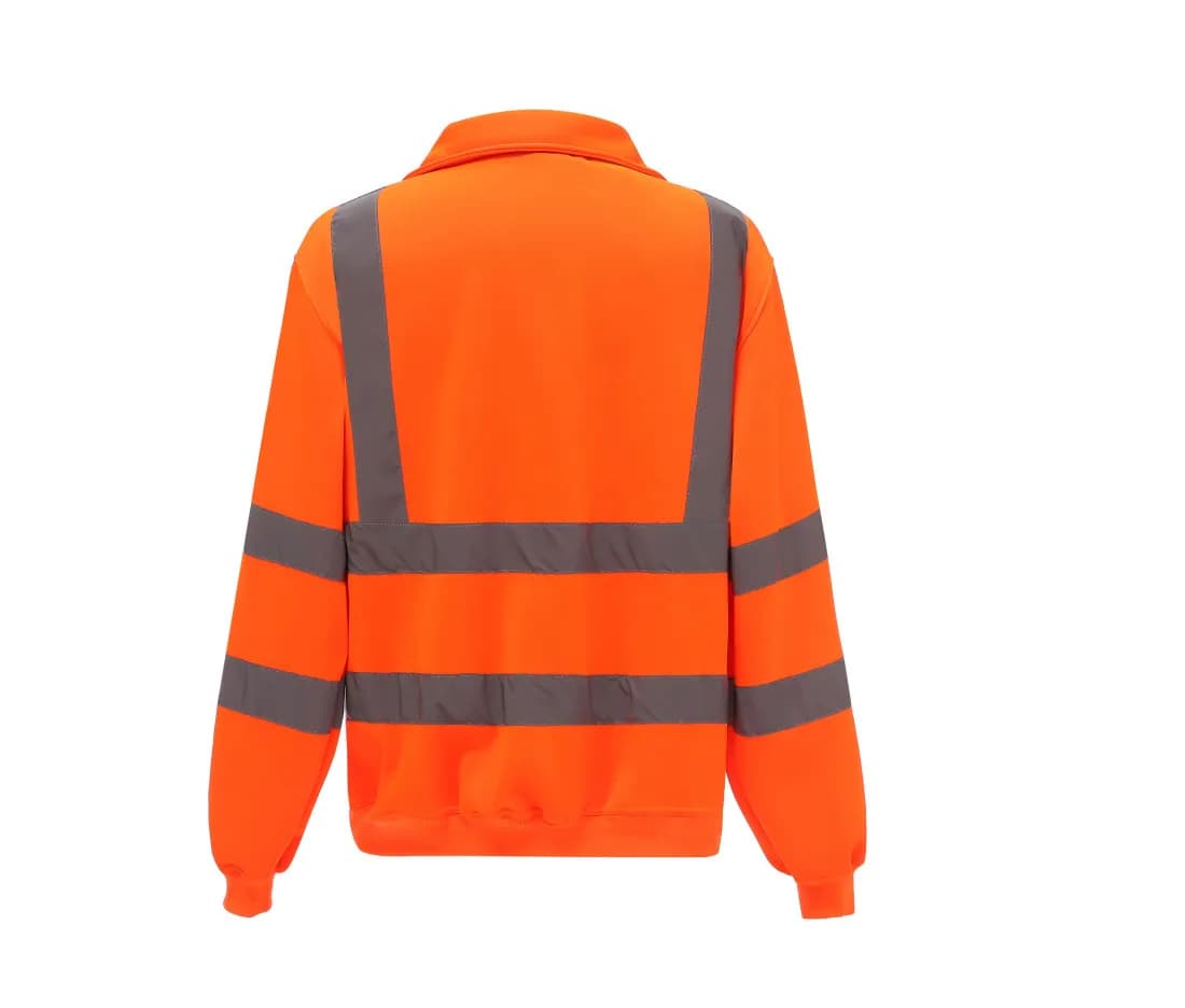 Hi-Vis 1/4 Zip Sweatshirt – Warnorange – Rückansicht