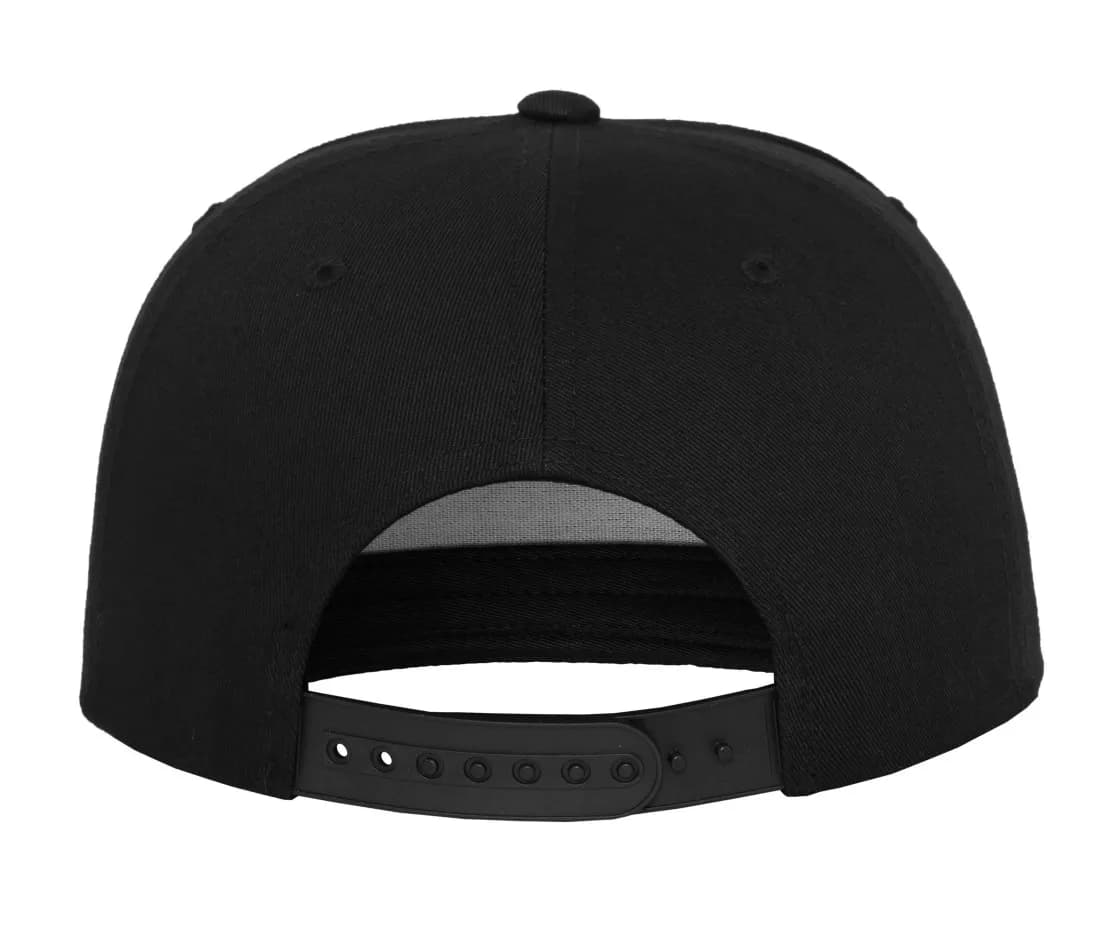 5-Panel Cotton Snapback Cap – Schwarz / Schwarz – Rückansicht