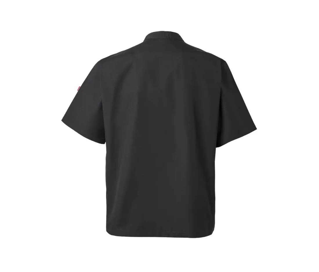 Kochjacke Kurzarm mit Druckknöpfen – Schwarz – Rückansicht