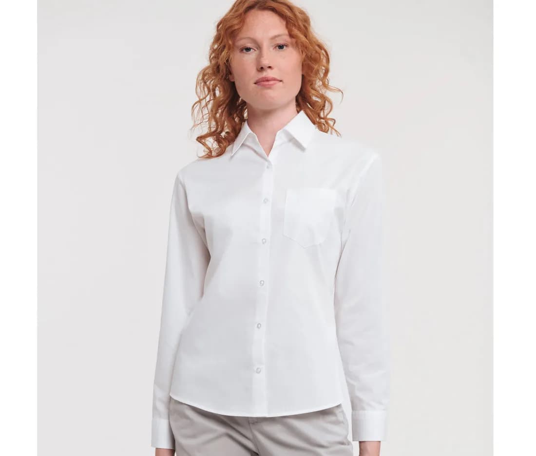 Ladies' Long Sleeve Classic Pure Cotton Poplin Shirt